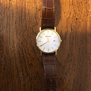 Bulova leather band watch
